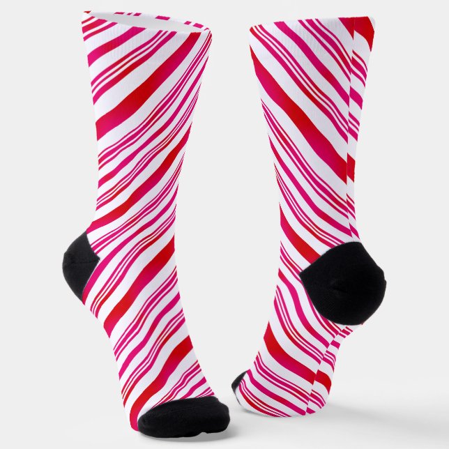 Chaussette Motif de canne à bonbons rayé rouge et blanc Noël (Angulaire)