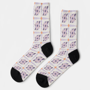 Chaussette Motif de carreau décoratif pastel violet