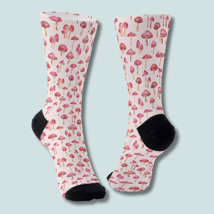 Chaussette Motif de champignon rose