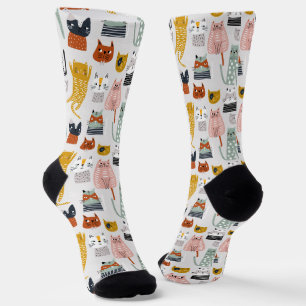 Chaussette Motif de chat à main mignon Doodle