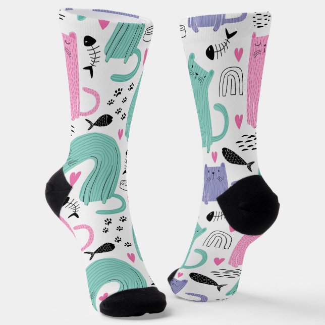 Chaussette Motif de chats mignons (Angulaire)