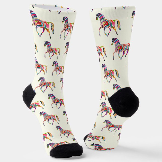 Chaussette Motif de cheval coloré (Angulaire)