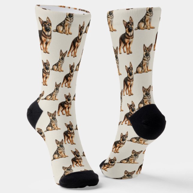 Chaussette Motif de chien berger allemand (Angulaire)