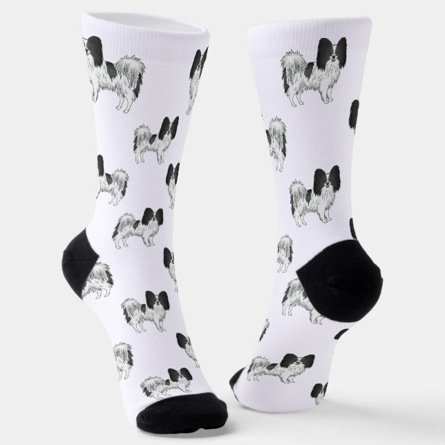 Chaussette Motif de chien de dessin animé mignon Papillon noi (Angulaire)