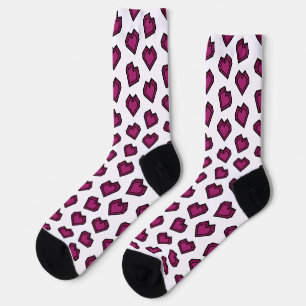 Chaussette Motif de coeur en pierre précieuse magenta foncé m