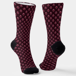 Chaussette Motif de coeur rouge rose
