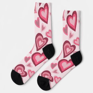 Chaussette Motif de cœur superposé rose et rouge