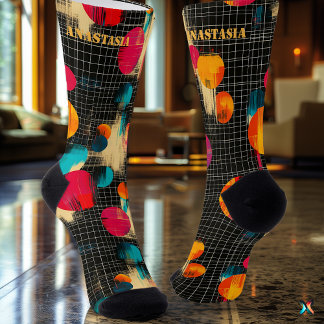 Chaussette Motif de coup de pinceau coloré abstrait vibrant