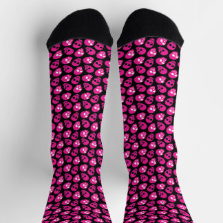 Chaussette Motif de crâne noir et rose personnalisé