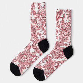 Chaussette Motif de crâne rouge et blanc