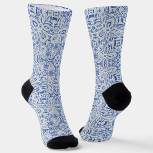 Chaussette Motif de dentelle ajourée grise et bleue vintage