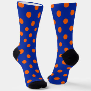 Chaussette Motif de design à pois orange sur fond bleu