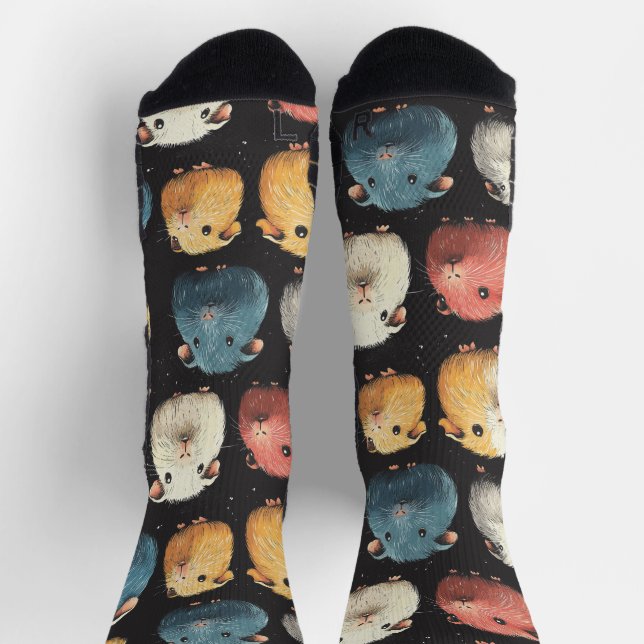 Chaussette Motif de dessin de marteau de porc de Guinée noir (Haut)