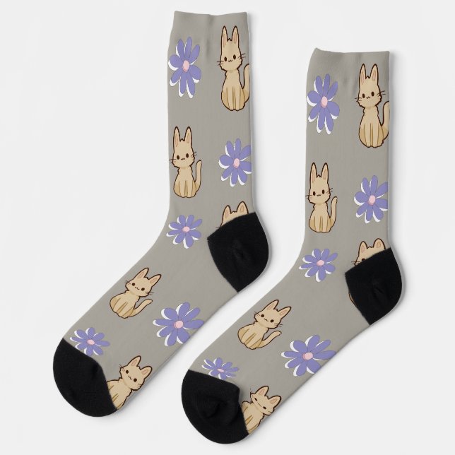 Chaussette Motif de dessin mignon pour amoureux de les chats (Gauche)