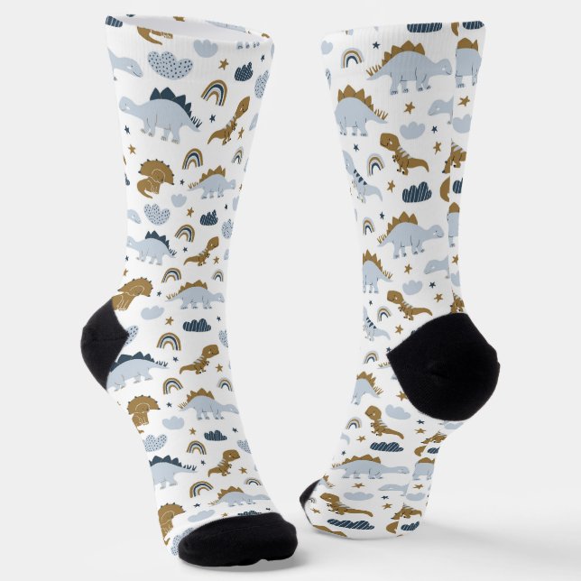 Chaussette Motif de dinosaure arc-en-ciel mignon (Angulaire)