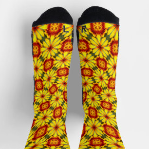 Chaussette Motif de fleurs d'or