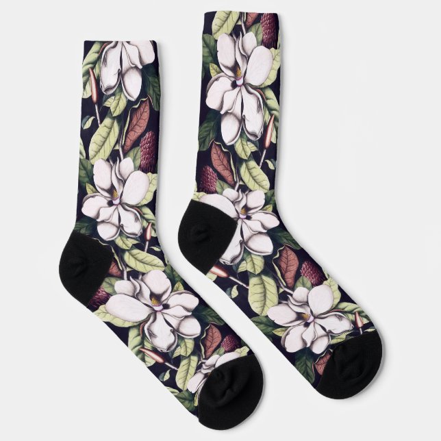 Chaussette Motif de fleurs Magnolia (Droite)