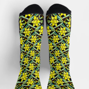 Chaussette Motif de fleurs précieuses jaunes