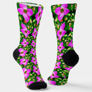 Chaussette Motif de fleurs tropicales roses