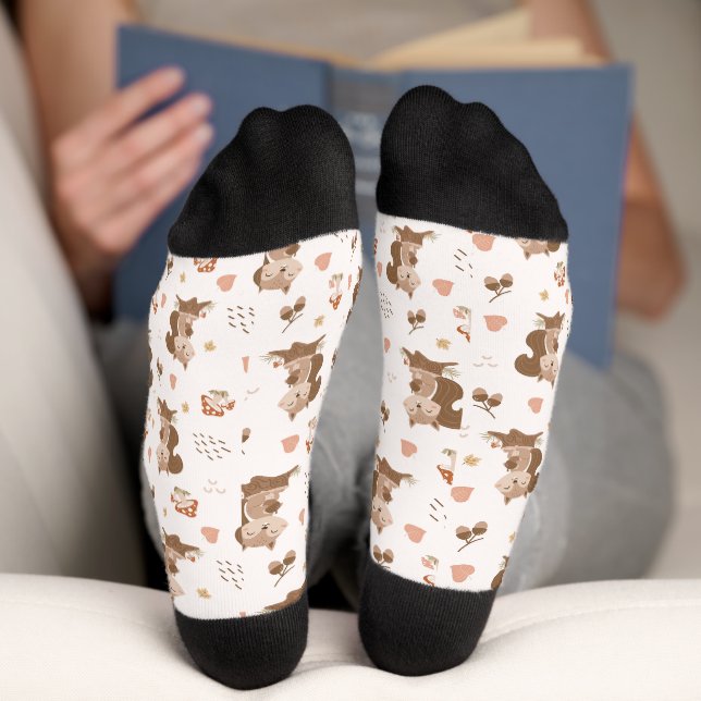 Chaussette Motif de forêt de l'écureuil mou (Fond)