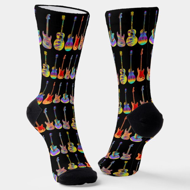 Chaussette Motif de guitares colorées (Angulaire)
