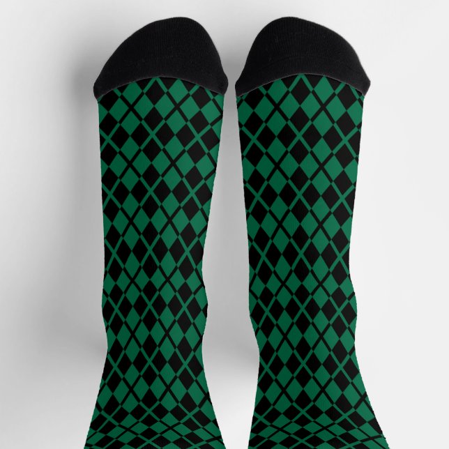 Chaussette Motif de Jacquard noir vert (Haut)