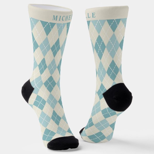 Chaussette Motif de Jacquard Turquoise bleu gris vert personn (Angulaire)