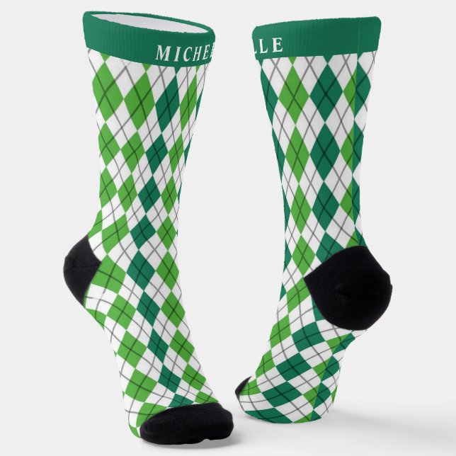 Chaussette Motif de Jacquard vert de la forêt blanche personn (Angulaire)