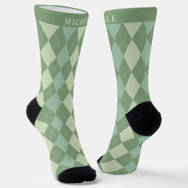 Chaussette Motif de Jacquard vert foncé à lumière personnalis (Angulaire)
