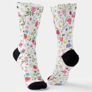 Chaussette Motif de jardin botanique de fleurs sauvages à l'a