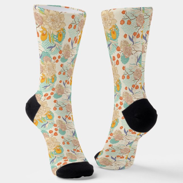 Chaussette Motif de jardin fleuri coloré (Angulaire)
