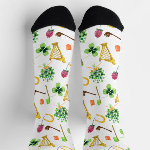 Chaussette Motif de la Fête de la Harpe celtique St. Patrick
