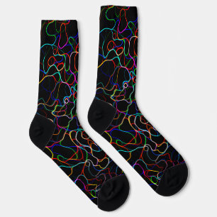 Chaussette Motif de ligne courbe multicolore Neon -COOL