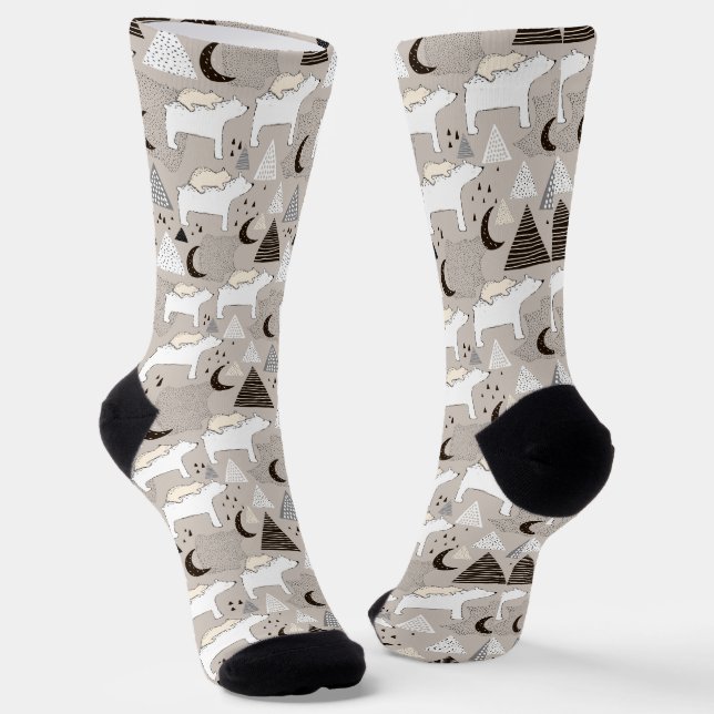 Chaussette Motif de l'ours de bois du mignon Doodland (Angulaire)