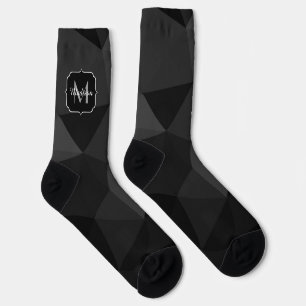 Chaussette Motif de maillage géométrique gris foncé noir