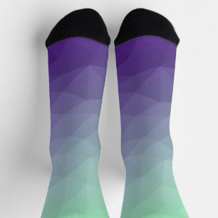Chaussette Motif de maillage géométrique vert foncé violet