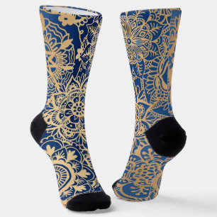 Chaussette Motif de mandala bleu et or