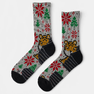 Chaussette Motif de Noël classique avec ornement en gris