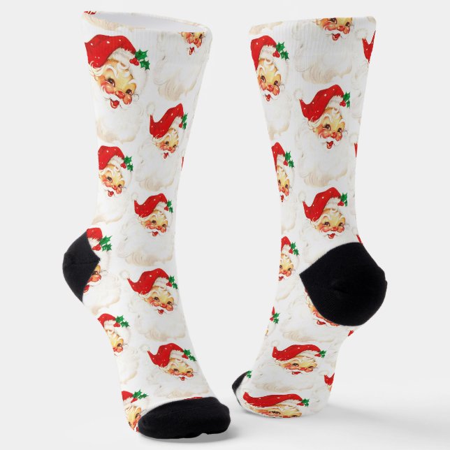 Chaussette Motif de Noël du Père Noël / Style Vintage (Angulaire)