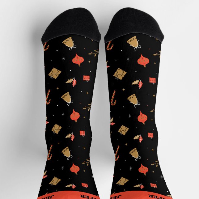 Chaussette Motif de Noël mignon vacances d'hiver personnalisé (Haut)
