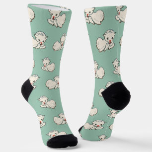 Chaussette Motif de Noël vintage avec un agneau bébé sur fond