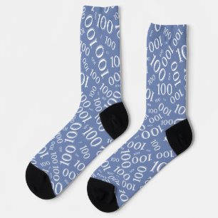 Chaussette Motif de nombre aléatoire bleu/blanc pour le 100e