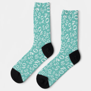 Chaussette Motif de nombre aléatoire sarcelle/blanc pour 40e