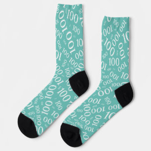 Chaussette Motif de nombre aléatoire sarcelle/blanc pour le 1
