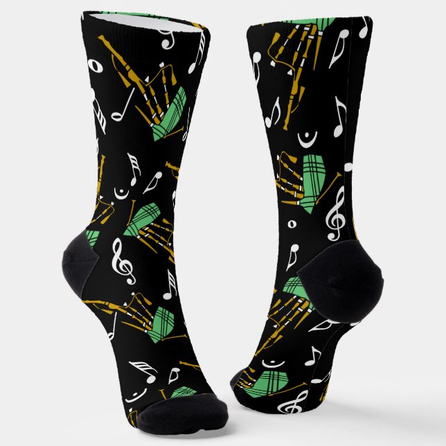 Chaussette Motif de note musicale Bagpipes (Angulaire)