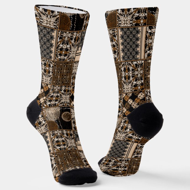 Chaussette Motif de patchwork rustique (Angulaire)