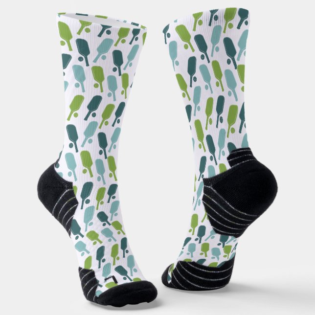 Chaussette Motif de pickleball vert et bleu (Angulaire)