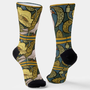 Chaussette Motif de pigeon de poisson d'art nouveau antique V