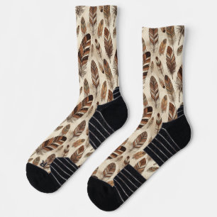Chaussette Motif de plume bohème