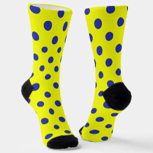 Chaussette Motif de points polka jaunes et bleus